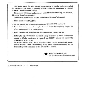 Nissan F01 F02 Series Service Manual