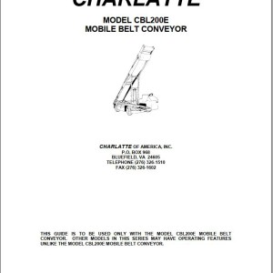 Charlatte CBL200E Operation and Maintenance Manual