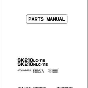 Kobelco SK210LC-11E SK210NLC-11E Parts Manual S3YN00083ZE04