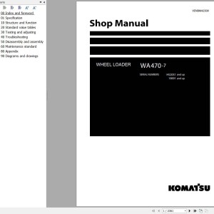 Komatsu WA470-7 Shop Manual VENBM42500