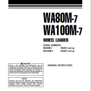 Komatsu WA80M-7 WA100M-7 Operation and Maintenance Manual VENAM03003