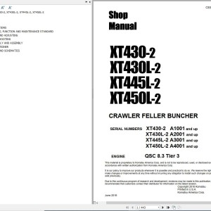 Komatsu XT430-2 XT430L-2 XT445L-2 XT450L-2 Shop Manual and Diagram CEBM025402