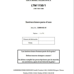 Liebherr LTM 1150-1 Operating Manual