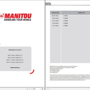 Manitou MHT 10180 10230 129M ST4 S1 MHT-X 10180 10230 129M ST3A S1 Repair Manual 648914EN