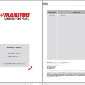 Manitou Rexroth A4VG 71-180 Series 32 Repair Manual 64703 EN FR