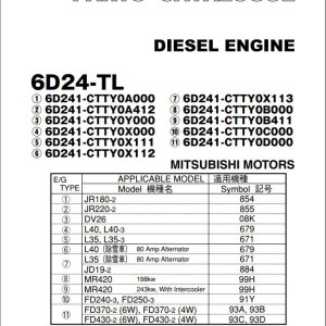 Mitsubishi Diesel Engine 6D24-TL Parts Catalog PE-6D24-TLE EN JP