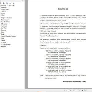 Toyota 5FG10-30 5FD10-30 Series Repair Manual CE001-1