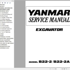 Yanmar B22-2 B22-2A Hydraulic Diagram and Service Manual