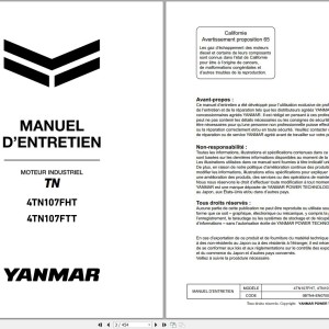 Yanmar Engine 4TN107FHT 4TN107FTT Service Manual and Wiring Diagram 647984FR