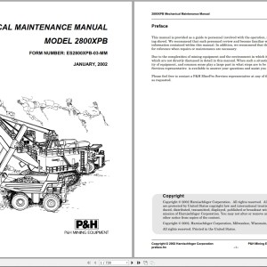 P And H 2800XPB Mechanical Maintenance Manual 2002