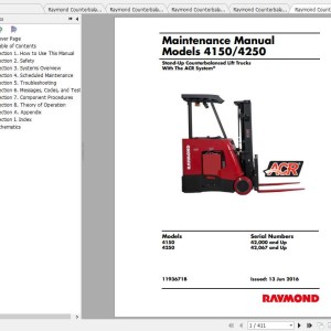 Raymond 4150 4250 Part Catalog & Maintenance Manual Schematics Diagram
