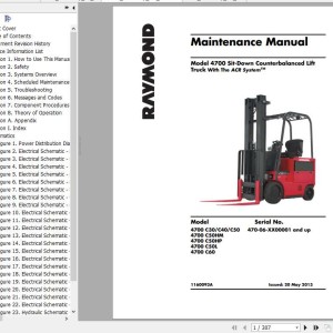 Raymond 4700 Maintenance Manual & Part Catalog Schematics Diagram