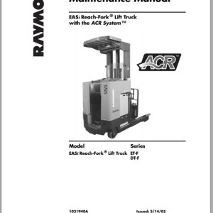Raymond ET-F DT-F Maintenance Manual 1031940A
