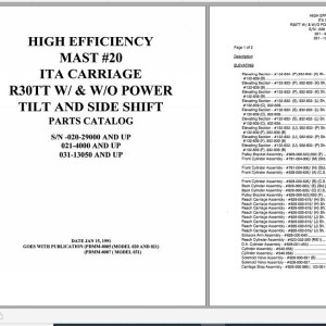 Raymond High Efficiency Mast Parts Catalog