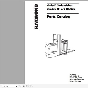 Raymond 212 218 233 Schematic, Maintenance & Parts Manual