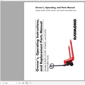Raymond LCM50 LCU50 LCM4W LCU4W Owner Operation Parts Manual 11804575A