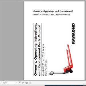 Raymond LCR55 LCS55 Owner Operation Parts Manual 1180453A