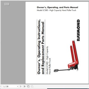 Raymond LCS80 Owner Operation Parts Manual 1180456A