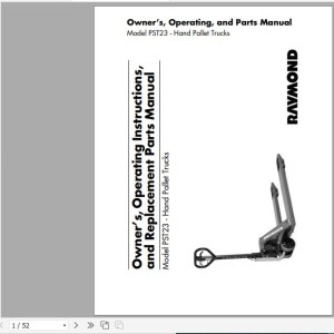 Raymond PST23 Owner Operation and Parts Manual 1294868/001A