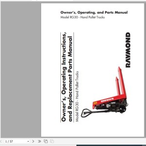Raymond RG30 Owner Operation and Parts Manual 1180454B
