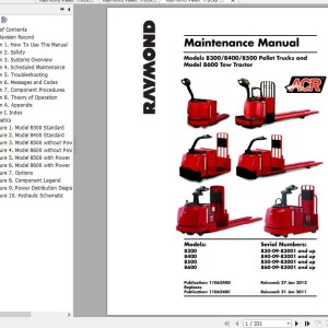 Raymond 8300 8400 8500 and Tow Tractor 8600 Part & Maintenance Manual