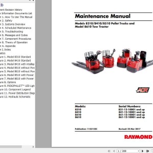 Raymond 8310-8610 Schematics Diagram, Part & Maintenance Manual