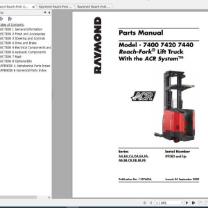 Raymond 7400 7420 7440 Part Catalog & Maintenance Manual