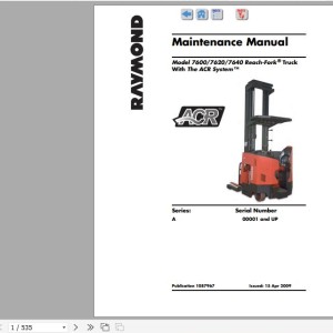 Raymond 7600 7620 7640 Schematics, Maintenance & Parts Manual