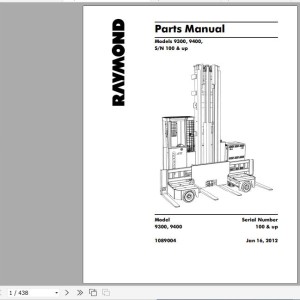 Raymond 9300 9400 Schematics, Maintenance & Parts Manual