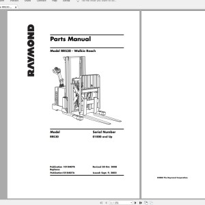 Raymond RSS20 RSS30 RSS40 RCS30 RRS22 RRS30 RRS40 Maintenance Parts Manual, Electrical Schematic