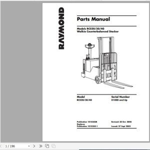 Raymond RCS20 RCS30 RCS40 Schematics, Maintenance & Parts Manual