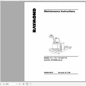 Raymond 111 112 113 114 Schematic, Maintenance & Parts Manual