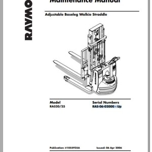 Raymond RA20 RA25 Maintenance Manual 1055925A