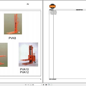 Rocla PVA6 PVA10 PVA12 PVK8 Parts Catalog 2007