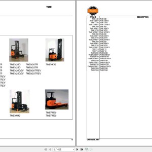 Rocla TME Series TMEN Series TMEKK12 TMEF13 TMEF16 TMEKH12 TMEPR50 TMEPR60 Parts Catalog 2007