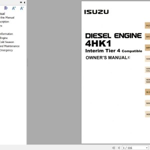 Sany 4HK1 Interim Tier 4 Compatible Isuzu Diesel Engine Owner Manual IDE-6420