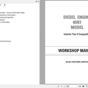 Sany 4HK1 Interim Tier 4 Compatible Isuzu Diesel Engine Workshop Manual IDE-2620