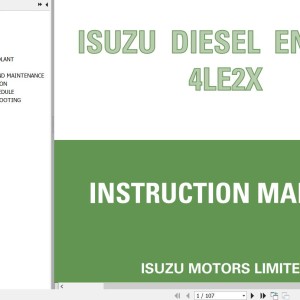 Sany 4LE2X Isuzu Diesel Engine Instruction Manual IDE-6250
