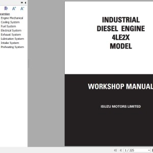 Sany 4LE2X Isuzu Industrial Diesel Engine Workshop Manual IDE-2450