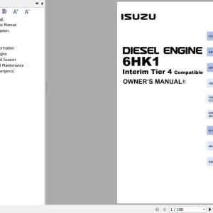 Sany 6HK1 Interim Tier 4 Compatible Isuzu Diesel Engine Owner Manual IDE-6410