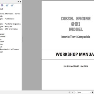 Sany 6HK1 Interim Tier 4 Compatible Isuzu Diesel Engine Workshop Manual IDE-2610
