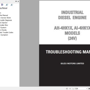 Sany AH-4HK1X AI-4HK1X 24V Isuzu Industrial Diesel Engine Troubleshooting Manual ITE-3220