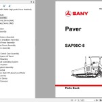 Sany SAP90C-8 Parts Book LT2790CC0183
