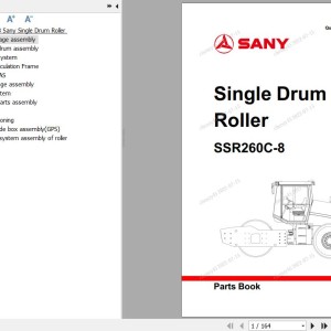 Sany SSR260C-8 Parts Book YZ1826CA1422