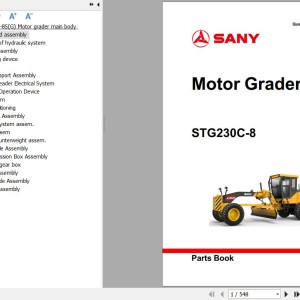 Sany STG230C-8 Parts Book PY5823CC2072