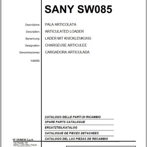 Sany SW085 Spare Parts Catalog