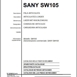 Sany SW105 Spare Parts Catalog