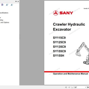 Sany SY115C9 SY125C9 SY135C9 SY155C9 SY155H Operation and Maintenance Manual