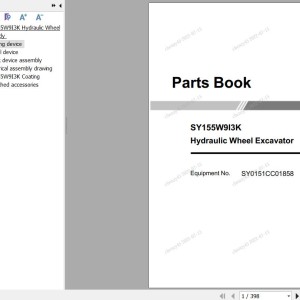 Sany SY155W9I3K Parts Book SY0151CC01858