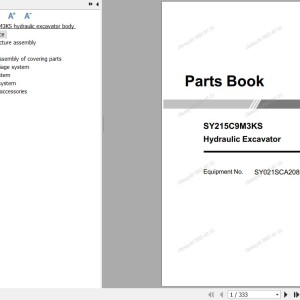 Sany SY215C9M3KS Parts Book SY021SCA20898